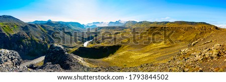 Dramatic Icelandic landscapeon the Laugavegur trail in panorama. Travel and tourism. Markarfljot canyon. Stock photo © 