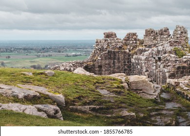 Dramatic Images Of Beeston Castle Remains In Cheshire, UK On Cloudy Winter Day