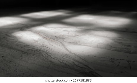A Dramatic Light and Shadow Focus on a Marble Floor Texture with Vein Pattern. Give Mystical and Mysterious Ambience as Background.