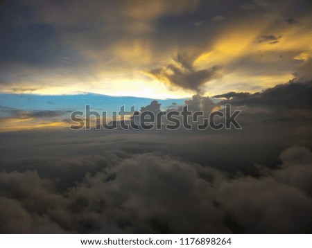 Dramatic of light shining through clouds for background