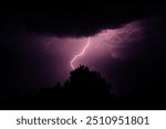 Dramatic lightning stikes in a summer thunderstorm painting the sky