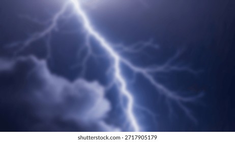 Dramatic lightning strike during a thunderstorm, with rain and clouds.