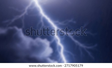 Dramatic lightning strike during a thunderstorm, with rain and clouds.