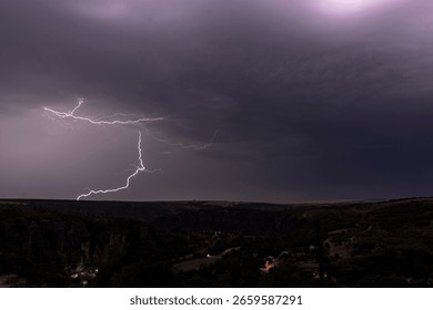 Dramatic Lightning strike at night