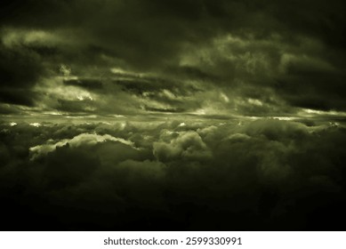 A dramatic look of the inbetween of clouds up in the sky