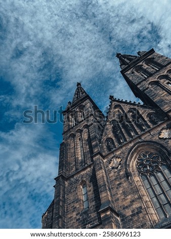 Similar – Image, Stock Photo Historic facade and tower of the old town hall against a blue sky in the sunshine in the old town of Maastricht on the Meuse in the province of Limburg in the Netherlands