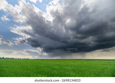 Dramatic and Majestic Clouds Hovering Over Beautiful Lush Green Fields and Landscapes