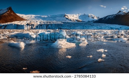 Dramatic melting glacier scene representing climate change and fragile Arctic ecosystem under natural light