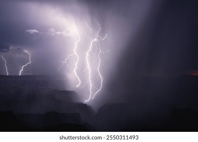 Dramatic monsoon lightning storm over the Grand Canyon