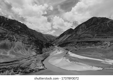 Dramatic Mountain Landscape, Black and White Image in india, leh 