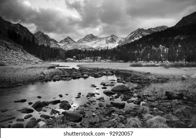 Dramatic Mountain Landscape, Black and White Image