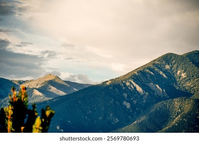 Dramatic Mountain Scenery with Cloudy Background