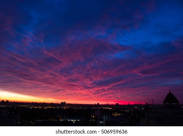 Dramatic Night or Evening Cloudscape in the City