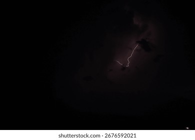Dramatic night sky during a thunderstorm, showcasing an intricate network of lightning bolts illuminating the clouds.