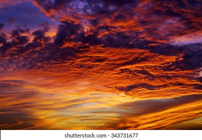 Dramatic Orange Blue Sunset Sky