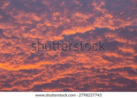 Dramatic orange and pink clouds illuminated by sunset light across the evening sky
