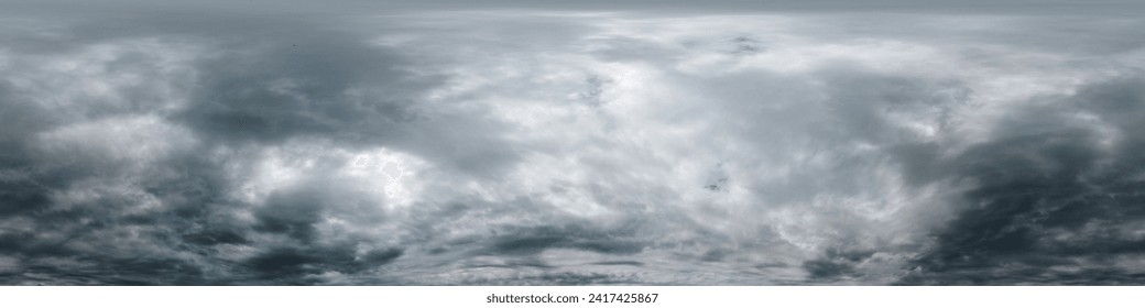 Dramatic overcast sky panorama with dark gloomy Cumulonimbus clouds. HDR 360 seamless spherical panorama. Sky dome in 3D, sky replacement for aerial drone panoramas. Weather and climate change concept - Powered by Shutterstock