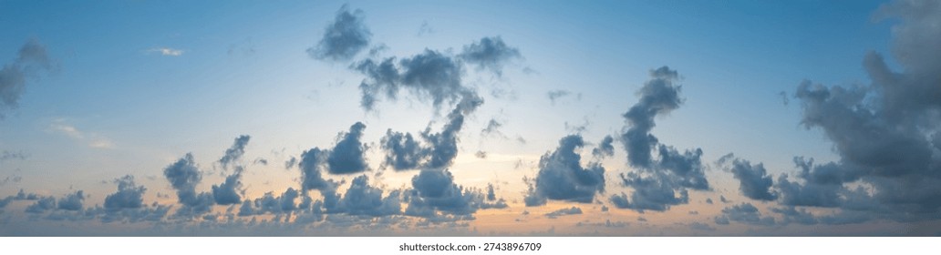 Dramatic panorama sky with cloud on twilight time. 