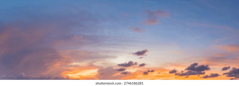 Dramatic panorama sky with cloud on twilight time. 