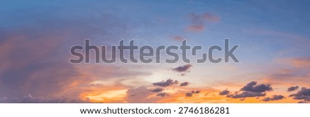 Dramatic panorama sky with cloud on twilight time. 
