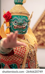 Dramatic performance of ramayana khon dance thailand cultural showcase traditional setting enthralling narrative