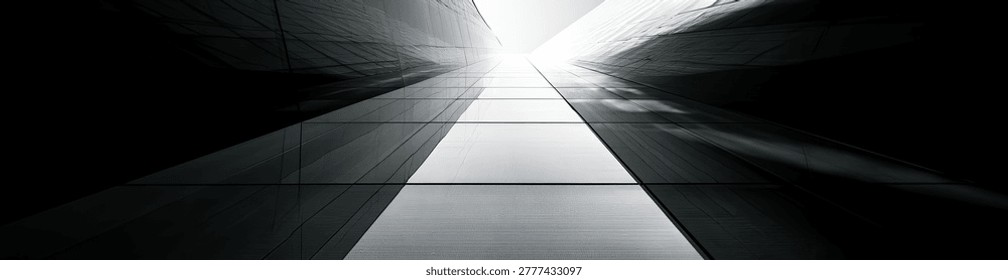 A dramatic perspective shot looking up a dark tunnel or staircase towards a brilliant, blinding light at the end. Rays of light pierce through the darkness, creating a sense of hope or transition.