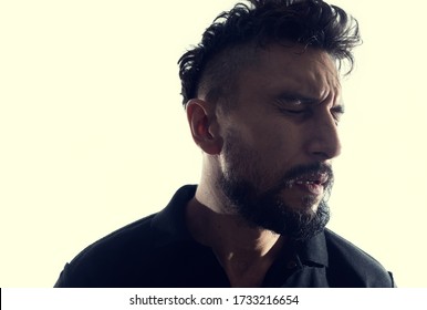 Dramatic Profile Portrait Of Male Person 