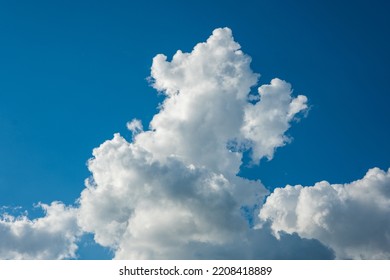 Dramatic Puffy White Clouds In The Blue Sky, Summed Day, No People..