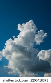 Dramatic Puffy White Clouds In The Blue Sky, Summed Day, No People..