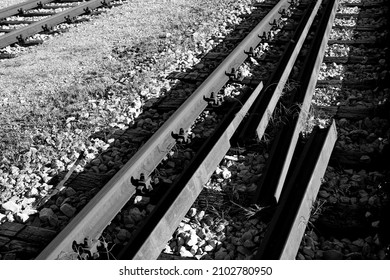 Dramatic Railroad Scene With Some Broken Tracks.