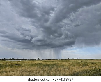 Dramatic rain clouds in southern Golan Heights in spring, Israel