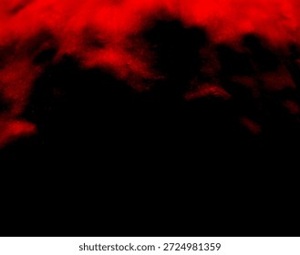 Dramatic red smoke and fire texture on black background with large copy space. Abstract energy and power concept representing heat, danger, passion, intensity and cinematic atmosphere for banners, posters and digital design.