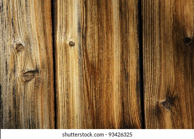 Dramatic And Rich Weathered Wood Plank Of An Old Cabin, Great Background And Texture.