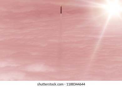 Dramatic rocket launch.  The elements of this image furnished by NASA.