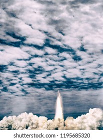 Dramatic rocket launch.  The elements of this image furnished by NASA.