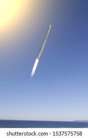 Dramatic rocket launch.  The elements of this image furnished by NASA.