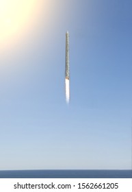 Dramatic rocket launch.  The elements of this image furnished by NASA.