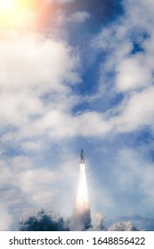 Dramatic rocket launch.  The elements of this image furnished by NASA.