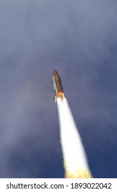 Dramatic rocket launch.  The elements of this image furnished by NASA.