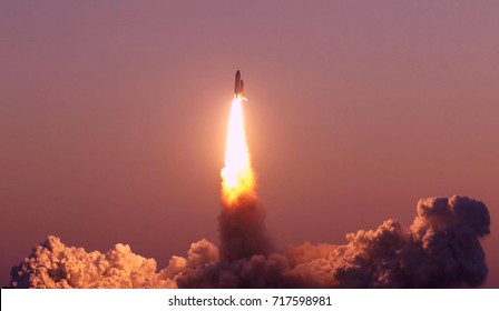 Dramatic Rocket Launch.  The Elements Of This Image Furnished By NASA.