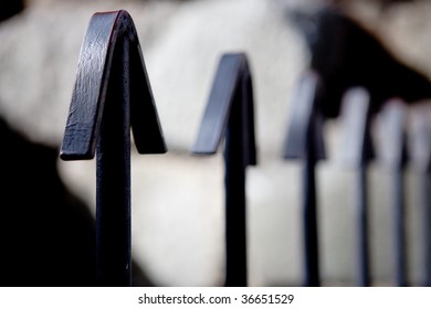 Dramatic Rod Iron Fence Lines The Kings Church In Sigtuna, Oldest City In Sweden