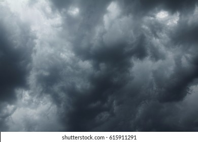 Dramatic Scene With Storm Clouds On Moody Sky