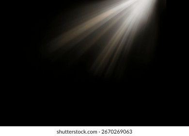 Dramatic Single Light Beam – Abstract Background Design, Focused White Spotlight – Theater Stage Effect on Black, 