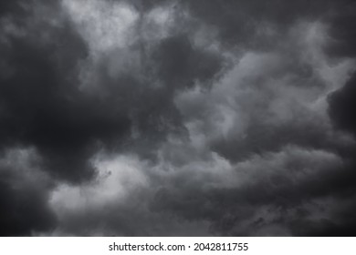 Dramatic sky with black stormy rainclouds, may be used as background