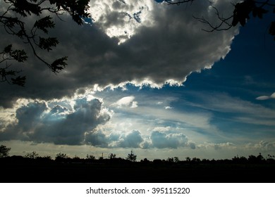 Dramatic sky with clouds, natural background.