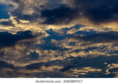 Dramatic sky with clouds at sunset