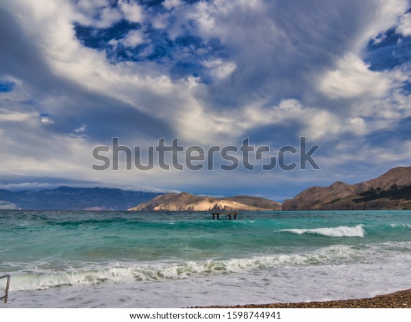 Dramatic Sky Full Clouds Beach Perspective Stock Photo Edit Now