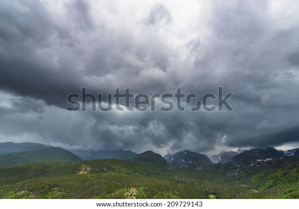Dramatic sky over The Continental Divide in Rockies\
Colorado 
