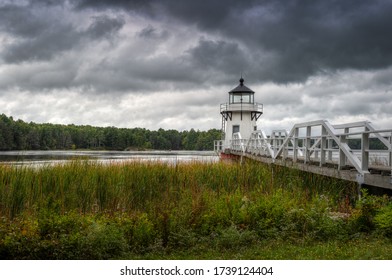 Dramatic Sky Over Doubling Point Lighthouse - Arrowsic Island, Maine, USA