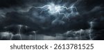 Dramatic sky with storm clouds before rain. Panoramic view of the stormy sky and dark clouds.  Concept on the theme of weather, natural disasters.